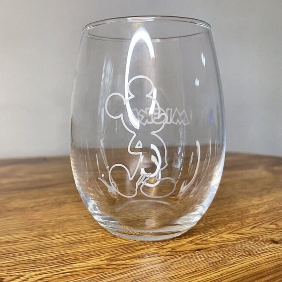 Disney Mickey Mouse‎ Silhouette Stemless Wine Glass - Picture 1 of 8